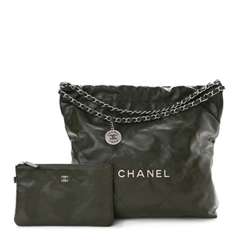 chanel 22 khaki|CHANEL Shiny Calfskin Quilted Small Chanel 22 Khaki.